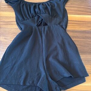 Streetwear Society Black Textured Off-Shoulder Romper